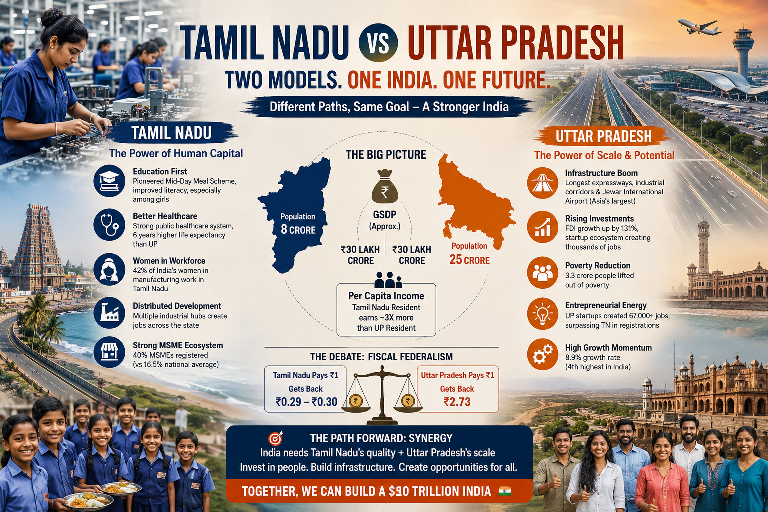 Uttar Pradesh vs Tamil Nadu GDP